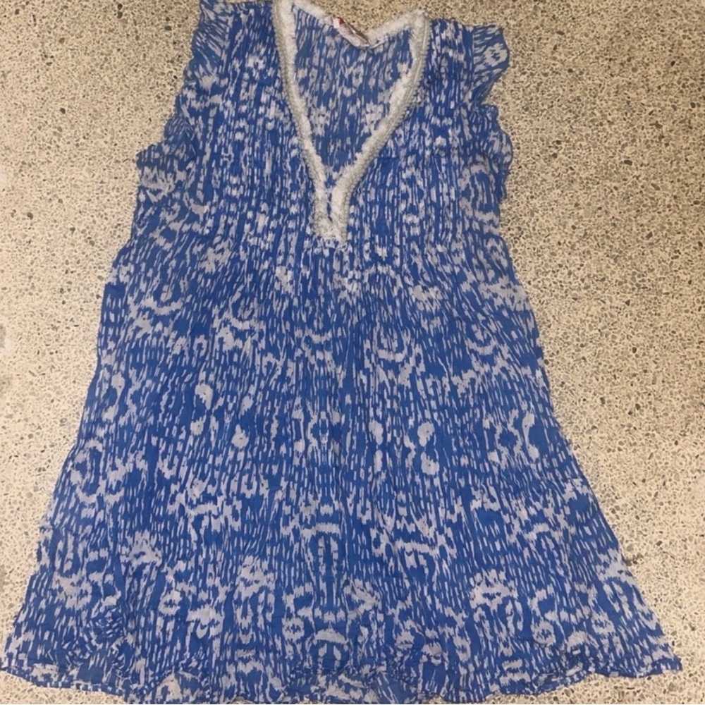 Jude Connally Blue and White Printed Dress Tunic Large